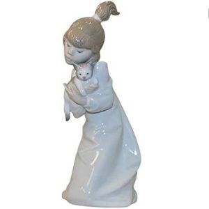 Vintage LLADRO #5712 "Sleepy Kitten" Girl & Kitten/Cat Figurine - No Box